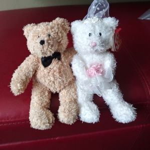TY beanie babies blissful bride and groom bears